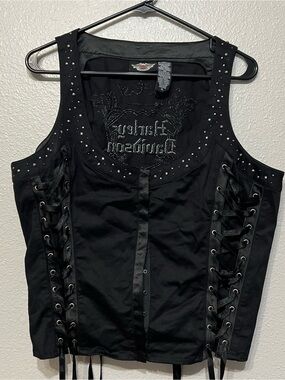 Women’s Harley Davidson Embellished Vest/ Top Size XL Corset Embellished Rare